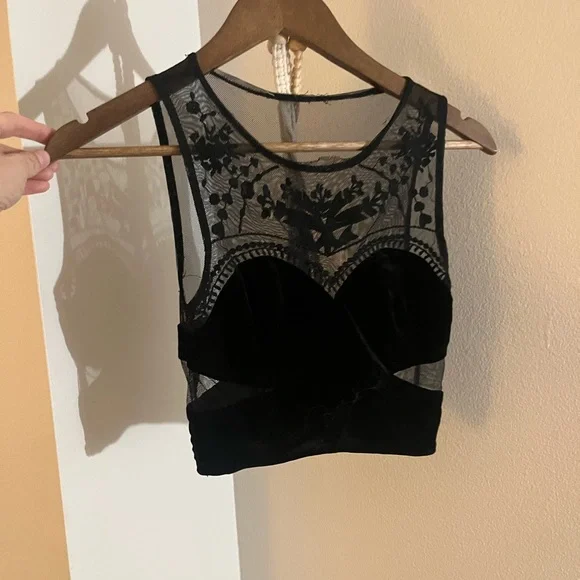Velvet and Lace Crop Top - Picture 1 of 2